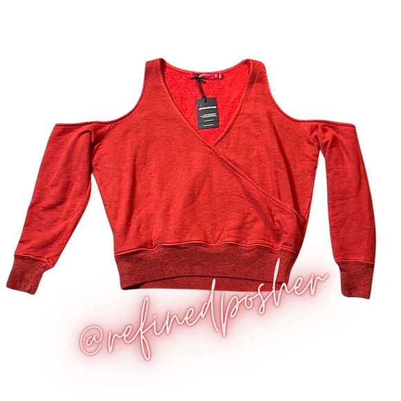 N: PHILANTHROPY Ventura Sweatshirt size Medium NWT Red MSRP $168 - Picture 2 of 5